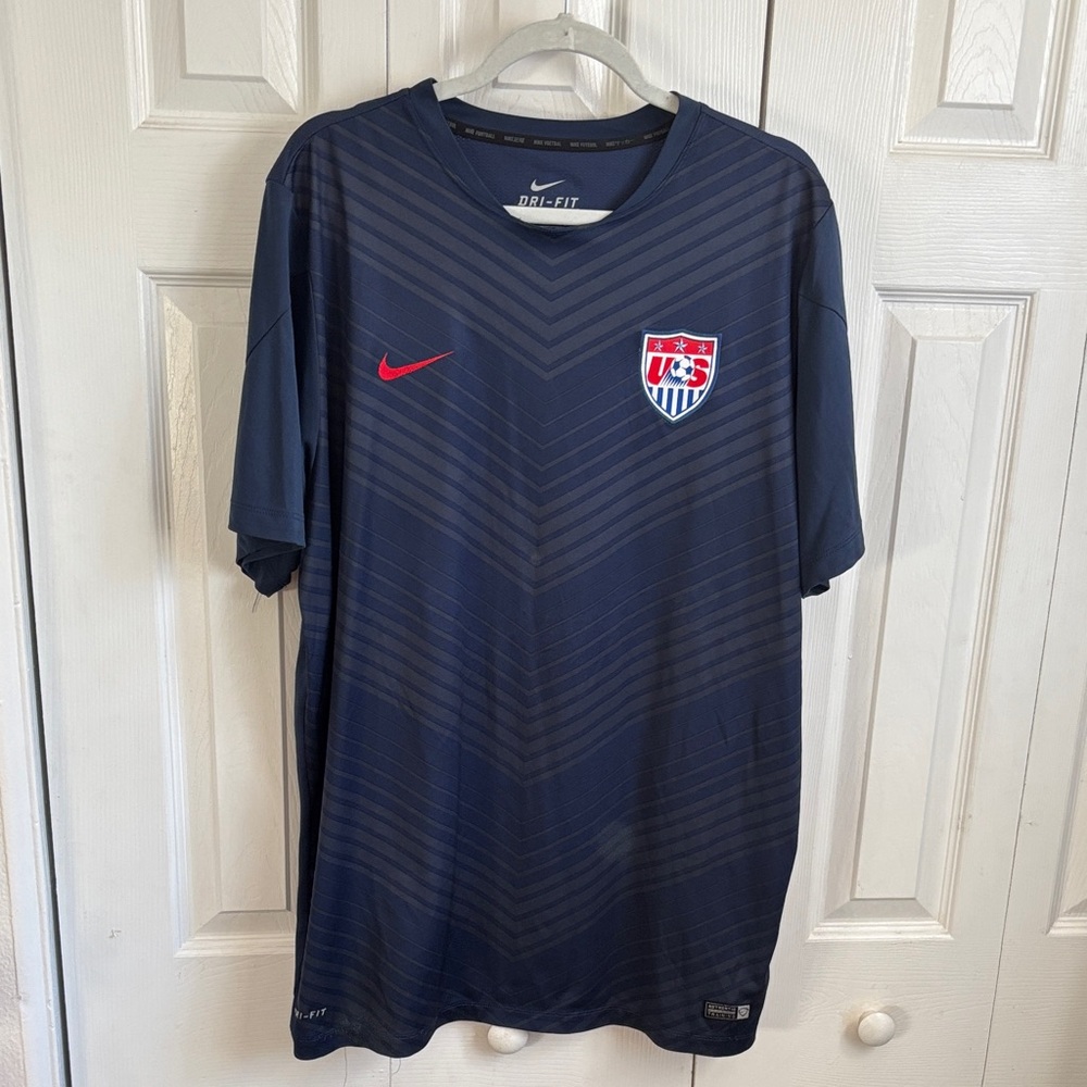 Nike Dark Blue Soccer Jersey with Red and White Accents